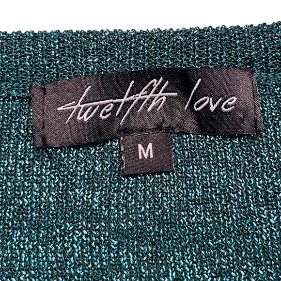 Twelfth Love Teal Metallic Long Sleeve Top Size M - Picture 2 of 10